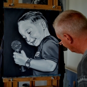 Boy singer painting