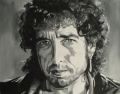 Bob Dylan portrait painting black white