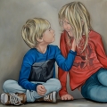two kids painting